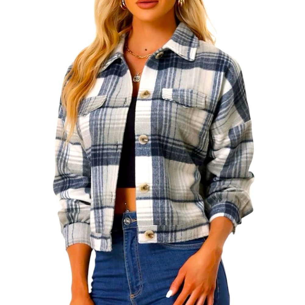 GYK Plaid Flannel Button front shacket